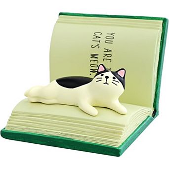 Cute Cat Lay on Book Phone Stand Animal Resin Gifts for Cat Lovers