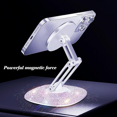 Bling Magnetic Phone Stand for Desk,Adjustable Foldable Metal Cell Phone Holder
