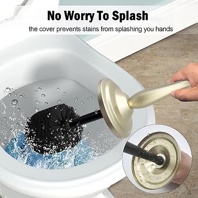 Satin Matte Soft Gold Toilet Bowl Brush with Holder, Durable Cleaning Tool, Modern Design