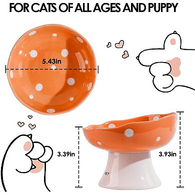 Cat Bowls, Tilted Raised Pet Dish Anti Vomit Kitten Bowl for Indoor Cats