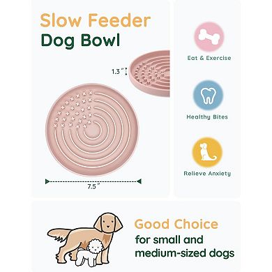 Slow Feeder Dog Bowls, Slowdown Bowl - Puzzle Silicone Dog Feeding Bowls with Suction Cups