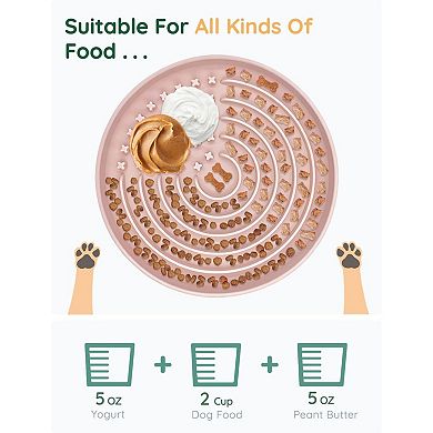 Slow Feeder Dog Bowls, Slowdown Bowl - Puzzle Silicone Dog Feeding Bowls with Suction Cups