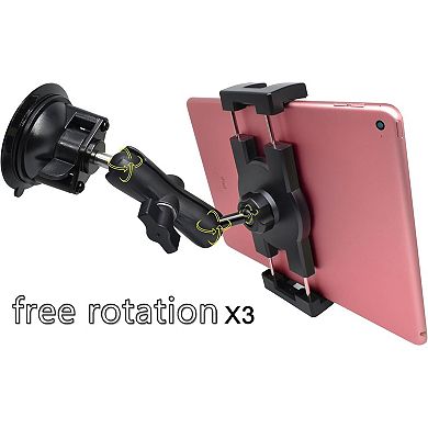 IPad Holder for Car Dashboard Windshield,Aluminum Arm Heavy Duty,Tablet Suction Mount