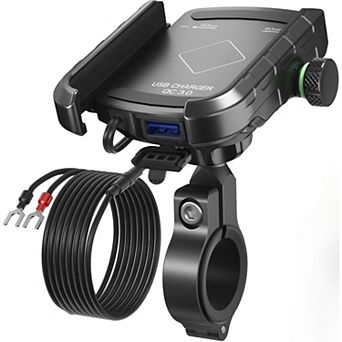 Motorcycle Phone Mount USB Charger Handlebar/Rear-View Mirror Cellphone Holder Aluminum