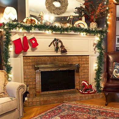 Lighted Artificial Garland With Clear Lights