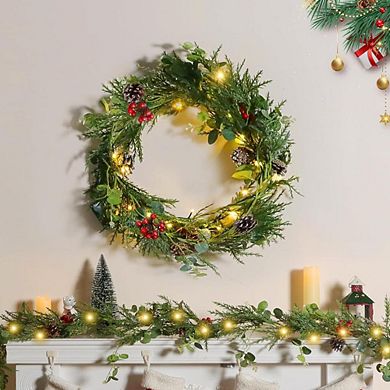Battery Operated Christmas Garland With Berries