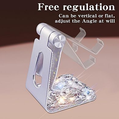 Bling Crystal Phone Stand for Desk,Glitter Adjustable Cell Phone Holder, Desktop Holder