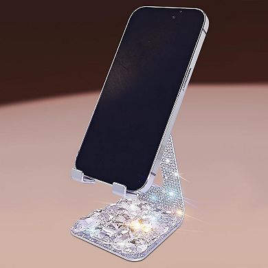 Bling Crystal Phone Stand for Desk,Glitter Adjustable Cell Phone Holder, Desktop Holder