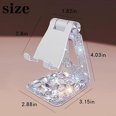 Bling Crystal Phone Stand for Desk,Glitter Adjustable Cell Phone Holder, Desktop Holder