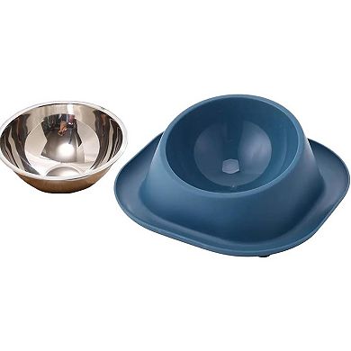 No Spill Cat Bowl Ant Proof Cat Dish for Kitten Pet Dog Small Animals Blue S