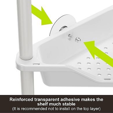 Rustproof Floor Standing Corner Shower Caddy Organizer, Floor Corner Shelf Rack Stands