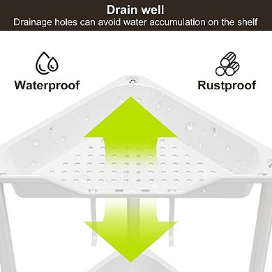 Rustproof Floor Standing Corner Shower Caddy Organizer, Floor Corner Shelf Rack Stands