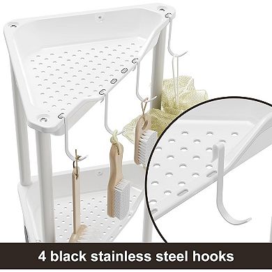 Rustproof Floor Standing Corner Shower Caddy Organizer, Floor Corner Shelf Rack Stands