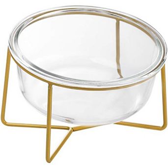 Small Glass Tilted Elevated Cat Dog Bowl Raised Cat Food Water Bowl Dish Pet Feeding Bowls