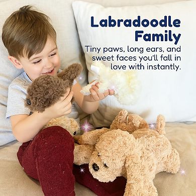 Plush Labradoodle Dog Pillow with 4 Surprise Puppies Inside - Soft Puppy Toys