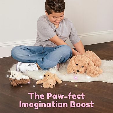 Plush Labradoodle Dog Pillow with 4 Surprise Puppies Inside - Soft Puppy Toys