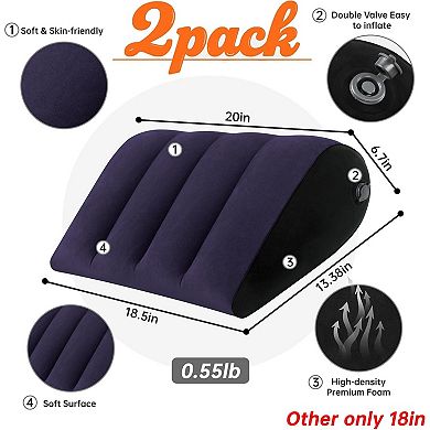 Portable Inflatable Wedge Pillow 2 Pcs, Body Positioner for Sleep, Adjustable Travel Pillow