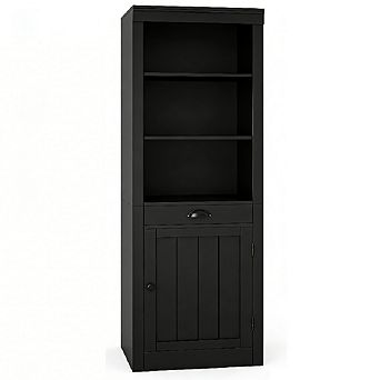 Narrow Bookcase with Door, 3 tier Shelf with Drawer & Adjustable Shelves