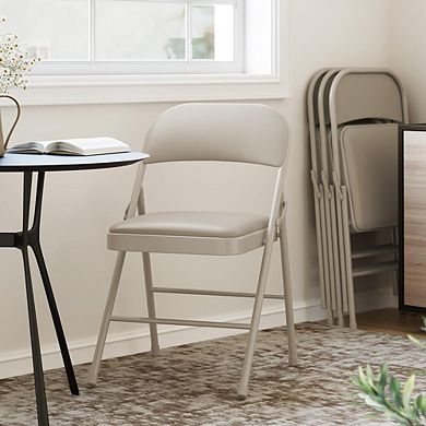 Two Pack of Sturdy Foldable Chairs with Padded Seat and Back