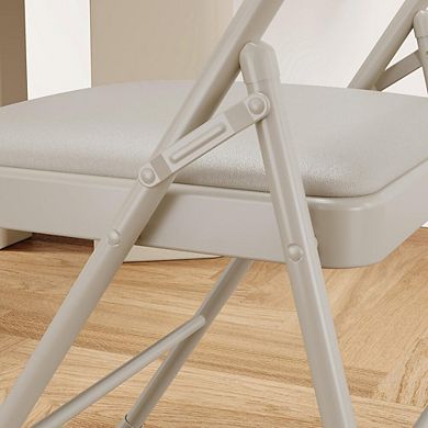 Two Pack of Sturdy Foldable Chairs with Padded Seat and Back