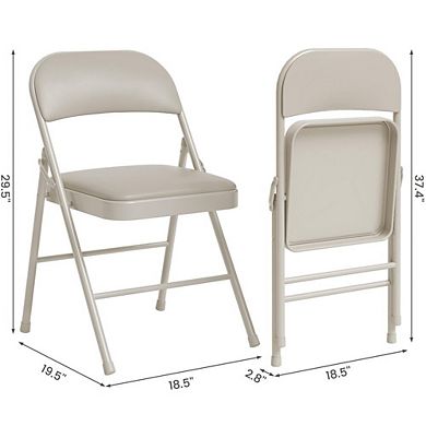 Two Pack of Sturdy Foldable Chairs with Padded Seat and Back