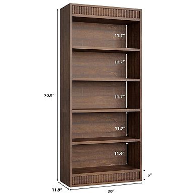 Fancihabor 5-Tier Tall Bookshelf Wooden Base Vintage Style