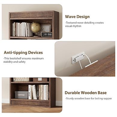 Fancihabor 5-Tier Tall Bookshelf Wooden Base Vintage Style