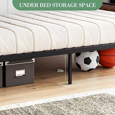 Twin Over Twin Metal Bunk Bed Frame Convertible to Two Beds No Box Spring Needed