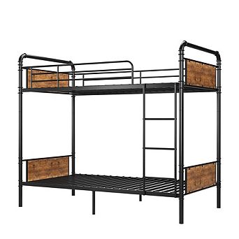 Twin Over Twin Metal Bunk Bed Frame Convertible to Two Beds No Box Spring Needed