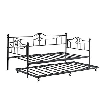Modern Metal Daybed and Trundle with Heart Headboard