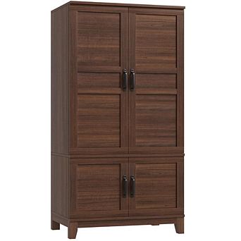 Farmhouse Storage Cabinet with 4 Doors, Anti-Tip Safety & Adjustable Shelves for Home