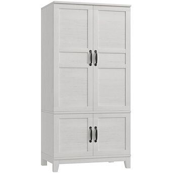 Farmhouse Storage Cabinet with 4 Doors, Anti-Tip Safety & Adjustable Shelves for Home