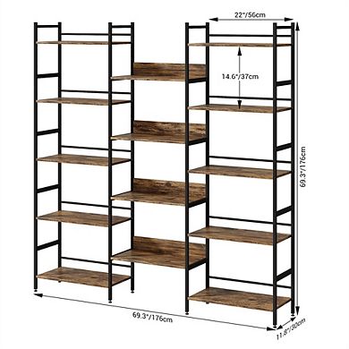 Fancihabor 5-Tier Metal Frame Large Etagere Bookshelf Storage Rack for Office