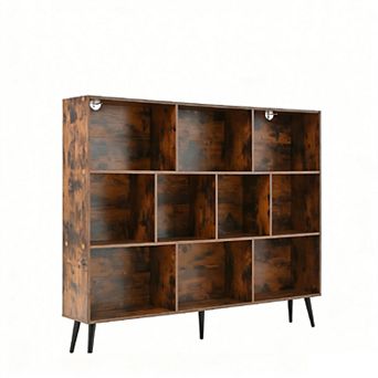 Fancihabor Wooden 3 tier Open Shelf Bookcase 10 Cube Storage Organizer