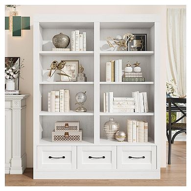 Fancihabor 6-Tier Double Wide Bookshelf with Double Storage