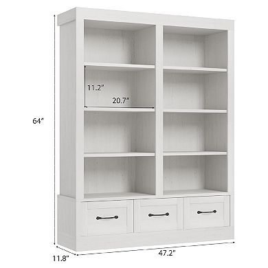 Fancihabor 6-Tier Double Wide Bookshelf with Double Storage