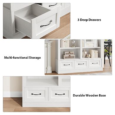 Fancihabor 6-Tier Double Wide Bookshelf with Double Storage