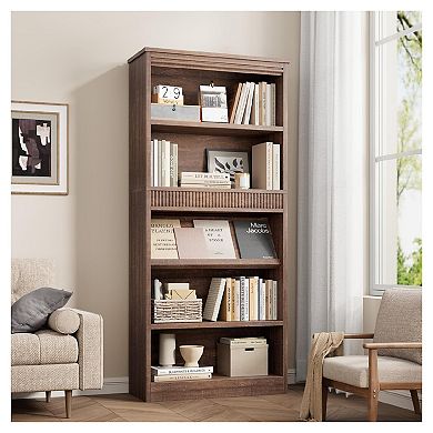 Fancihabor 5-Tier Farmhouse Bookshelf Rustic Wood Base Vintage Style