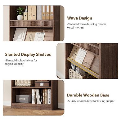 Fancihabor 5-Tier Farmhouse Bookshelf Rustic Wood Base Vintage Style