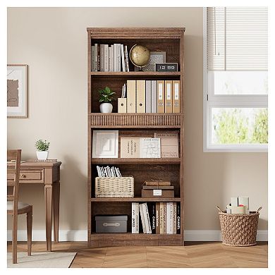 Fancihabor 5-Tier Farmhouse Bookshelf Rustic Wood Base Vintage Style