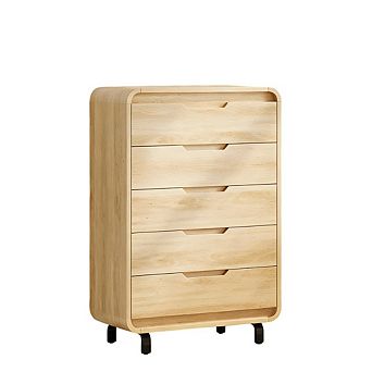 Modern 5-Drawer Dresser, Large Wood Storage Chest for Bedroom & Living Room
