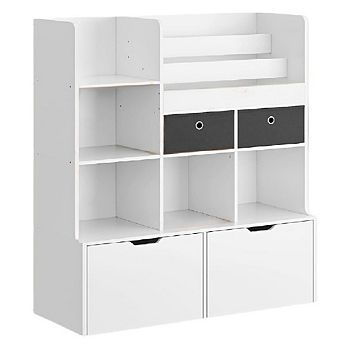 Kids Toy Storage Organizer with Drawers & Cubbies, Modern Bookcase for Playroom