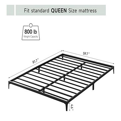 Metal Platform Bed Frame with Steel Slat Support and Under Bed Storage