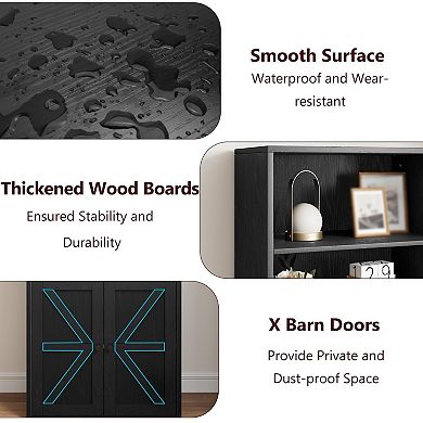 Fancihabor Tall 6-Shelf Bookshelves with Doors Display Storage