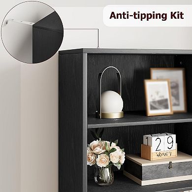 Fancihabor Tall 6-Shelf Bookshelves with Doors Display Storage