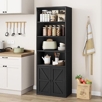 Fancihabor Tall 6-Shelf Bookshelves with Doors Display Storage