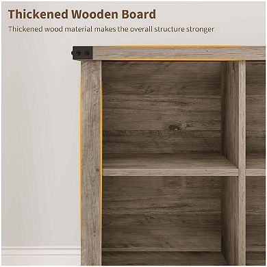 Fancihabor 8 Cube Farmhouse Organizer Bookcase Rustic Wood Grain Finish
