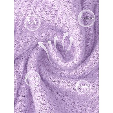 Women's Zipper Robe Front Open Knit Short Bathrobe Collarless House Coat with Pockets Soft Nightgown