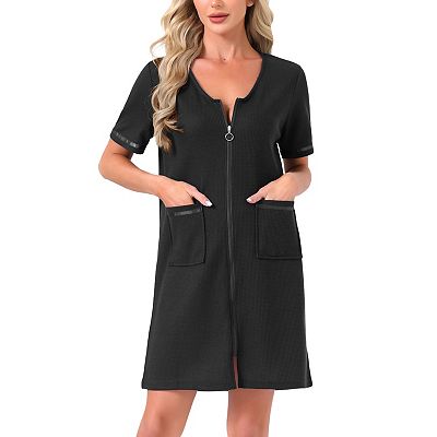 short zip up dressing gown Printed short dressing gown with zip