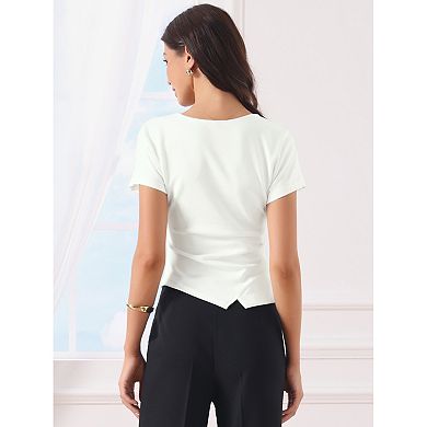 Causal T-shirt for Women's Short Sleeve Irregular Hem Crew Neck Summer Basic Tee Tops